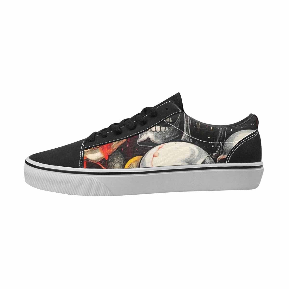 WOMEN'S Skulls Black & Red Ink Canvas Made To Order Y2K Custom Print Sneakers