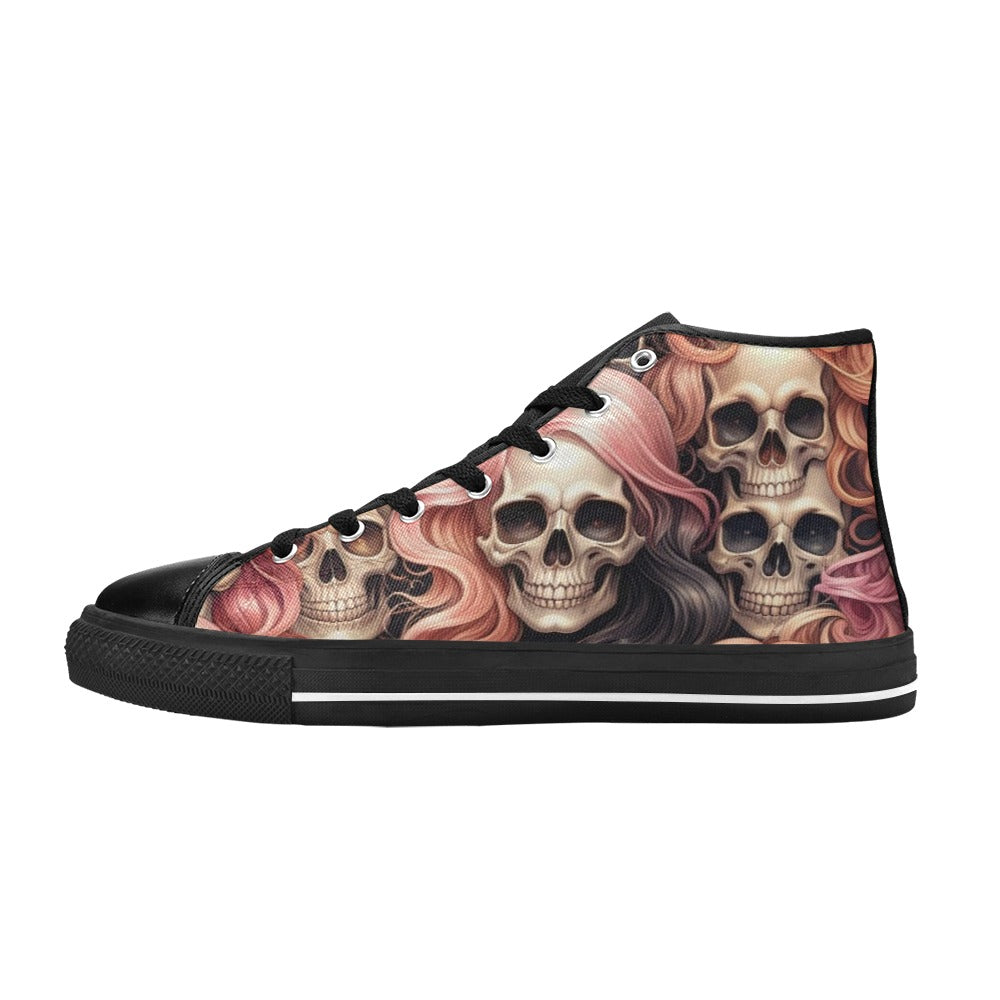 WOMEN'S Dark Feminine Flowing Hair High Top Canvas Y2K Custom Shoes