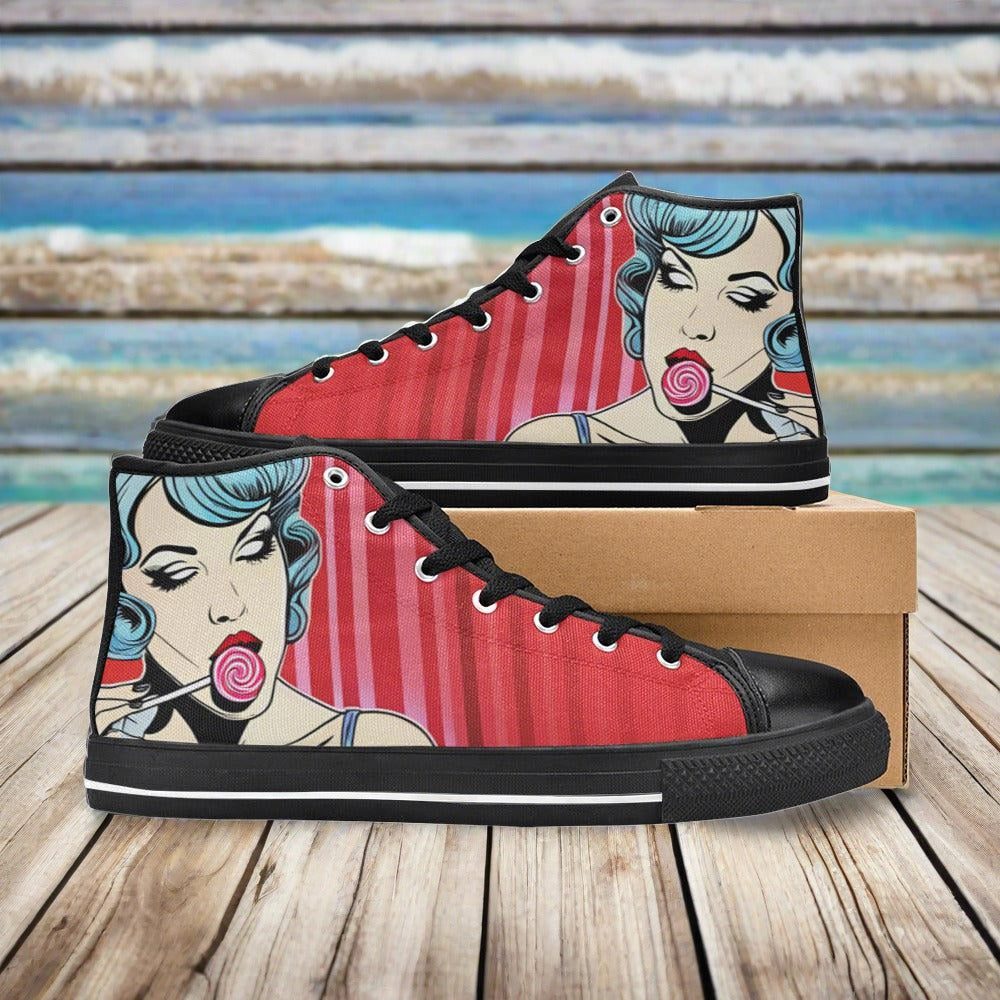 Cyberpunk Orange Black Custom WOMEN Bold Art - Freaky Shoes | Custom Art Sneakers