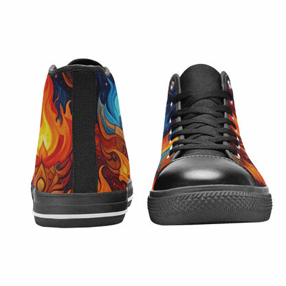 MEN'S Fire Flame High Top Canvas Cottagecore Custom Sneakers