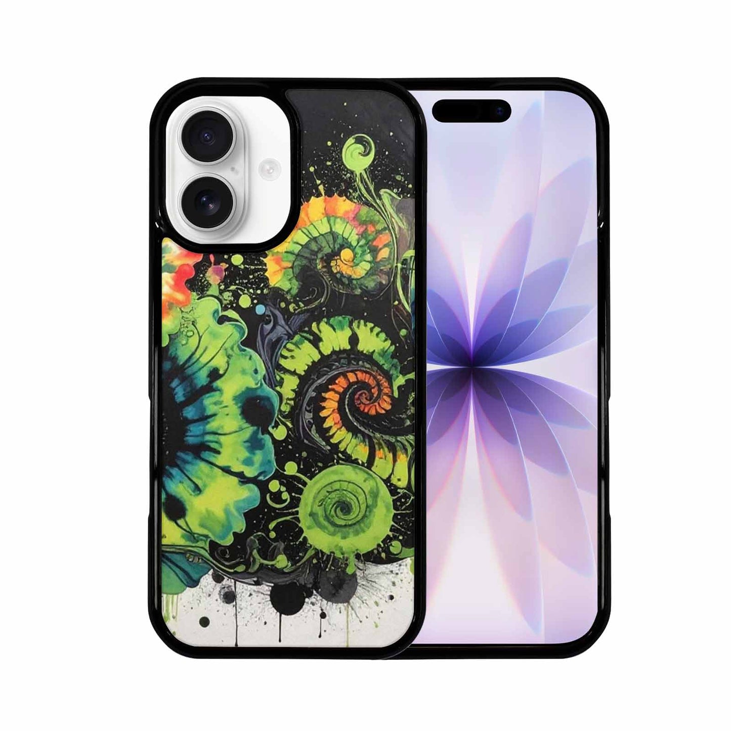 iPhone 17 Case — Black &amp; Green Ink Tie Dye, Original Design Phone Case