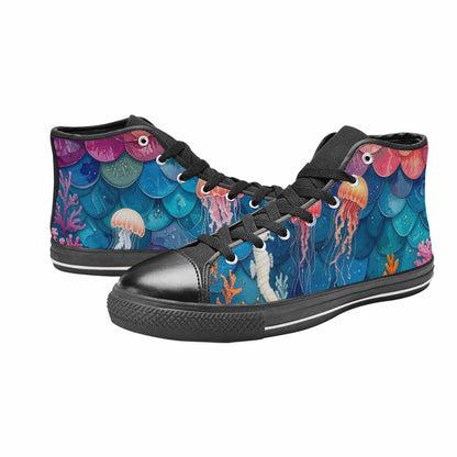 WOMEN'S Fish Scale Coral High Top Canvas Cottagecore Shoes