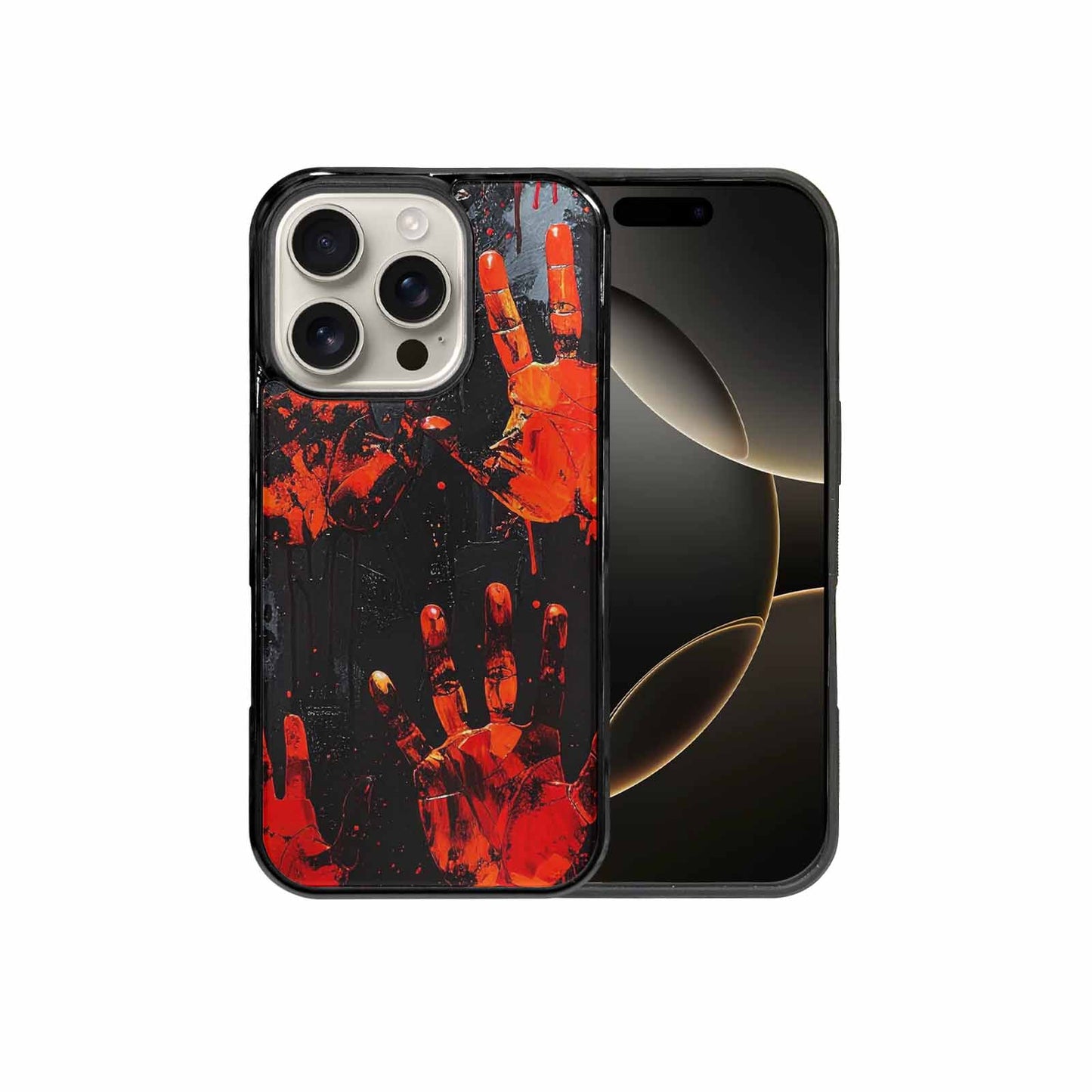 iPhone 16 Pro Case — Halloween Splatter Handprint, Original Design Phone Case