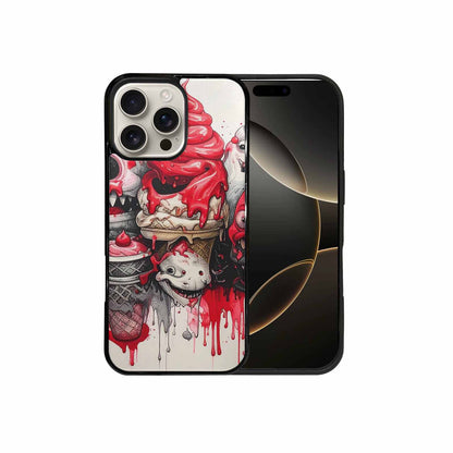 iPhone 16 Pro Max Case — Ice Cream Monsters Black Red Ink, Custom Designed Case Cover