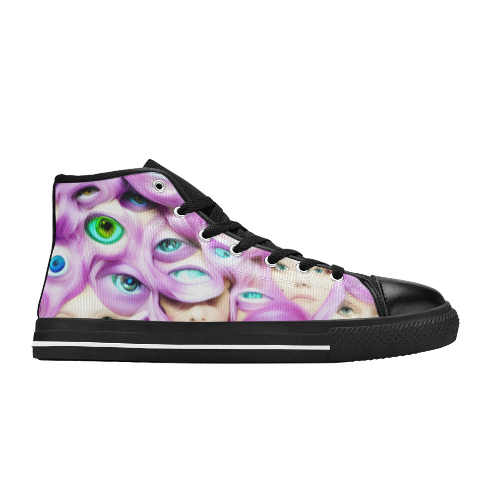 MEN'S Cc Wall Eyes Trippy High Top Canvas Dark Academia Custom Shoes