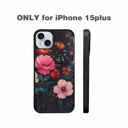 iPhone 15 Plus Case — Shadowy Glitch Floral Pattern Hundreds Of, Custom Print Case Cover