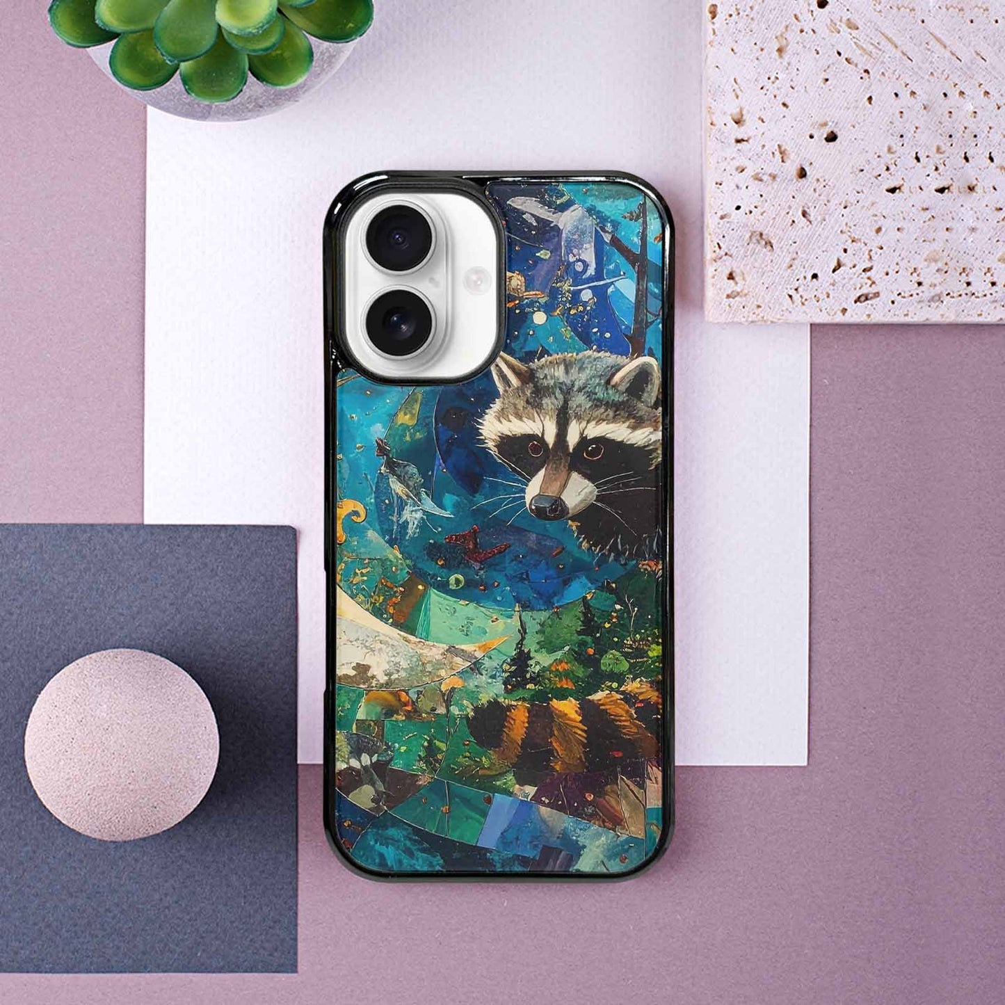 iPhone 16 Case — Raccoon Bandit Raccoon Bandit Pattern Hundreds, Custom Phone Case