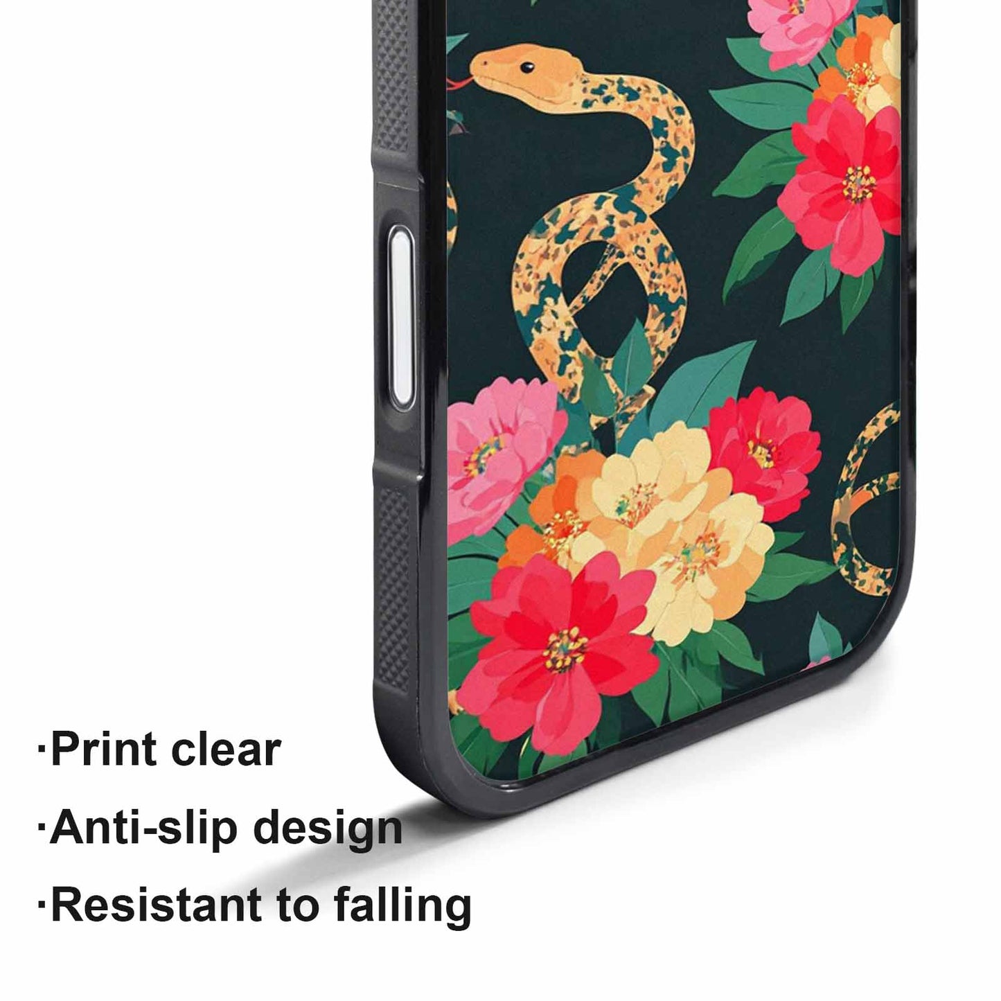 iPhone 17 Pro Case — Floral Snake Print Floral, Custom Art Phone Cover