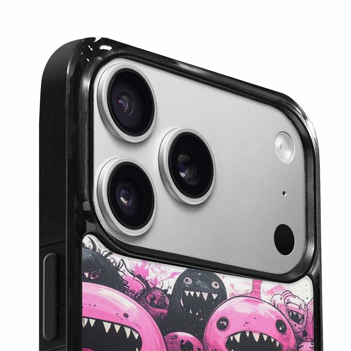 iPhone 17 Pro Case — Black Pink Ink Monsters General Cartoon, Custom Art Phone Cover