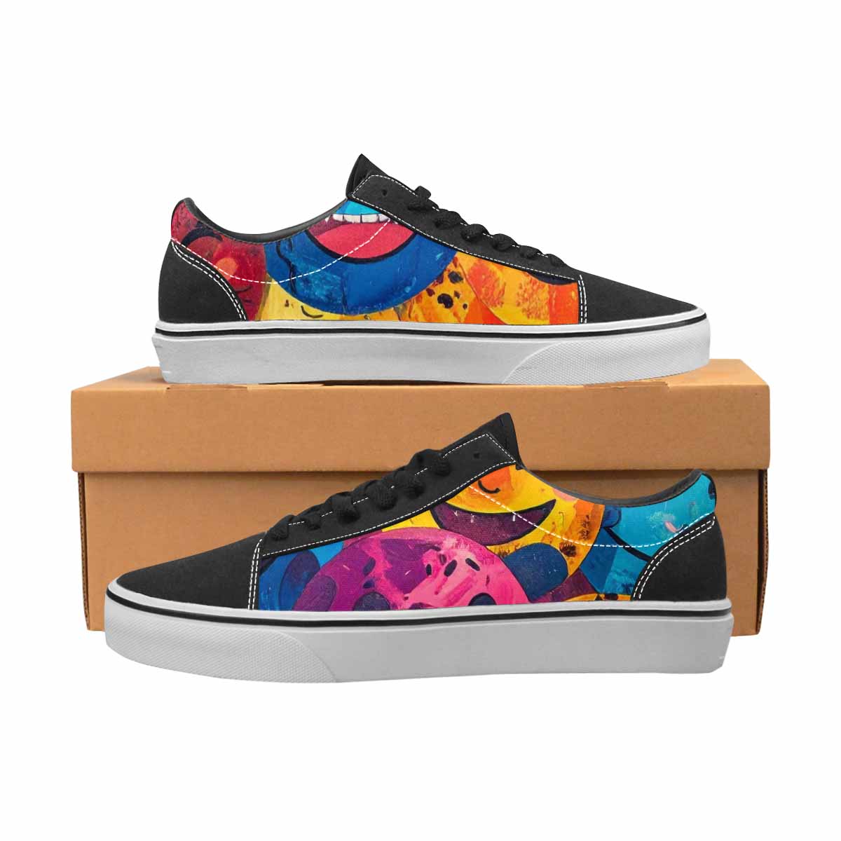 WOMEN'S Smiley Faces  Animal Lace-Up Canvas Grunge Custom Shoes