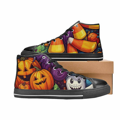 MEN'S Halloween Witches Ghouls High Top Canvas Vibrant Chaos Shoes