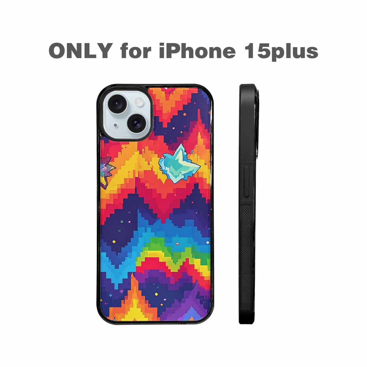 iPhone 15 Plus Case — Pixel Art 8 Bit Burst Pattern, Original Design Phone Case