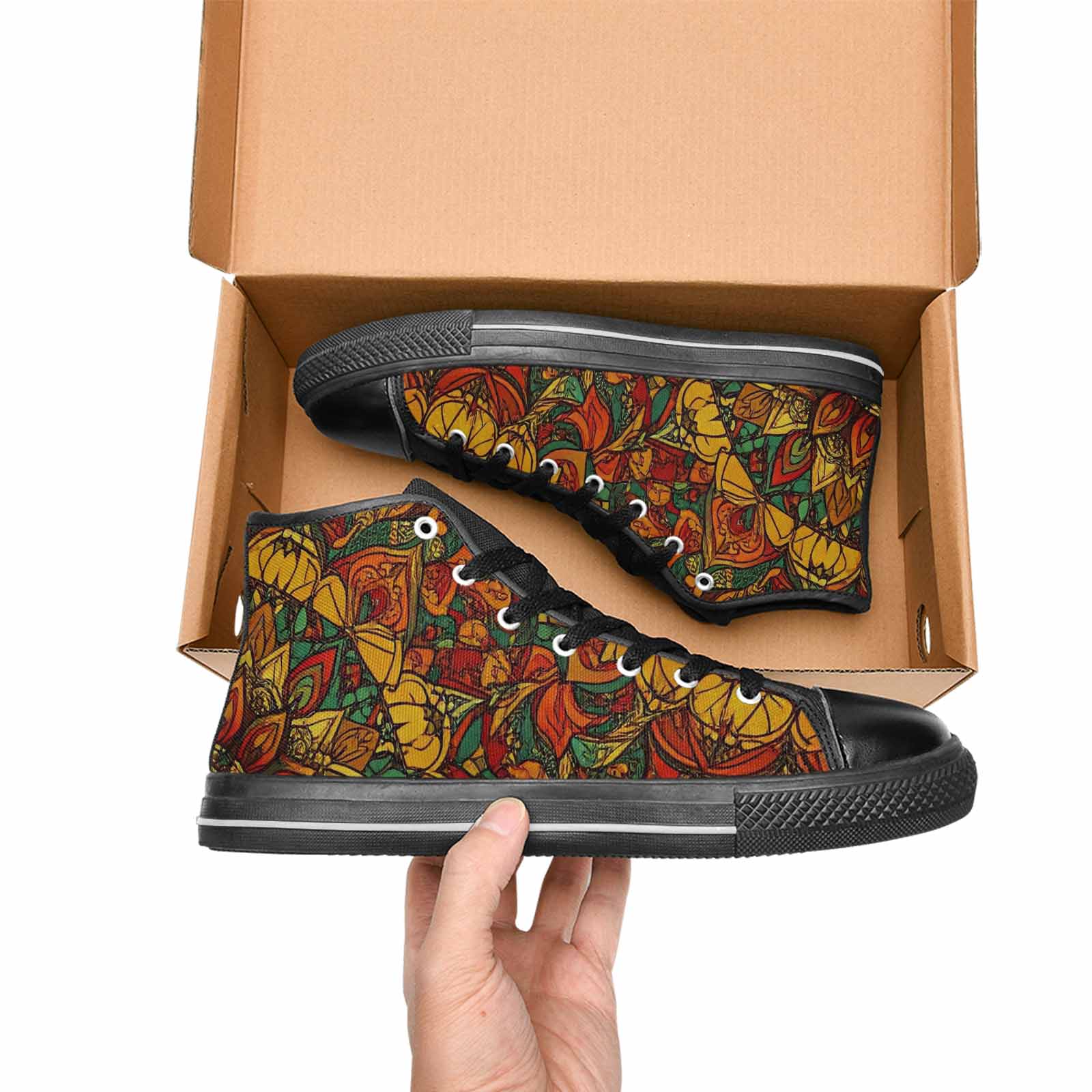 WOMEN'S Mandala Lions High Top Canvas Y2K Custom Shoes