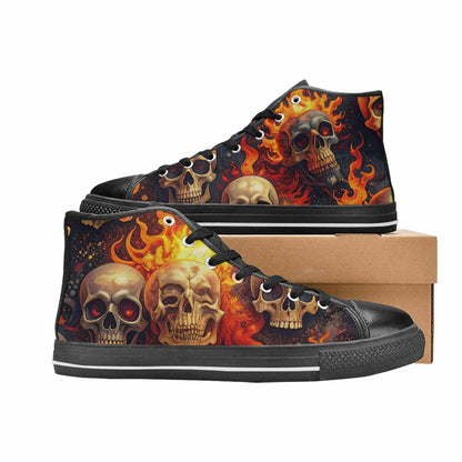 MEN'S Skulls - Flaming High Top Canvas Y2K Custom Sneakers