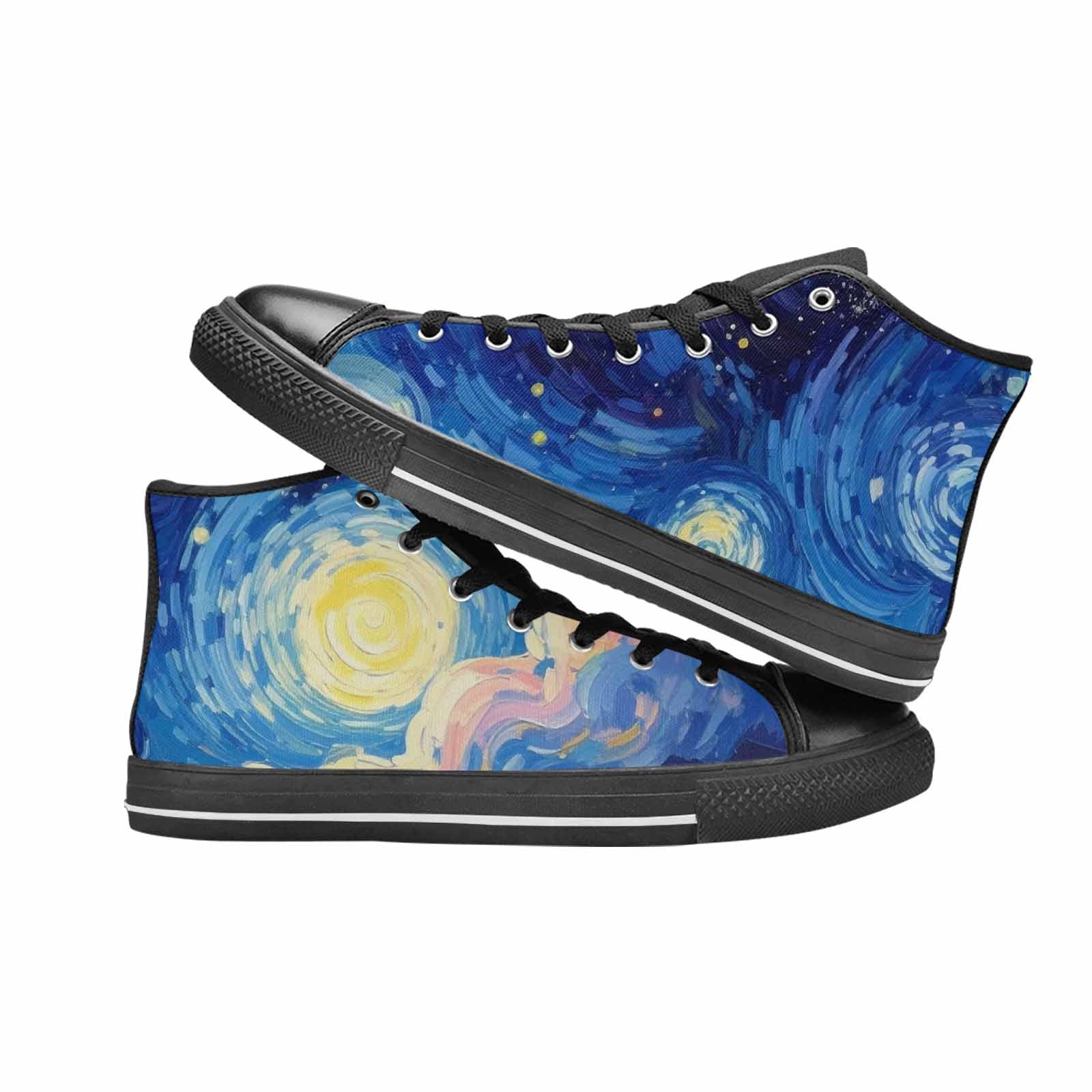 MEN'S Starry Night Van Gogh High Top Canvas Cottagecore Custom Sneakers