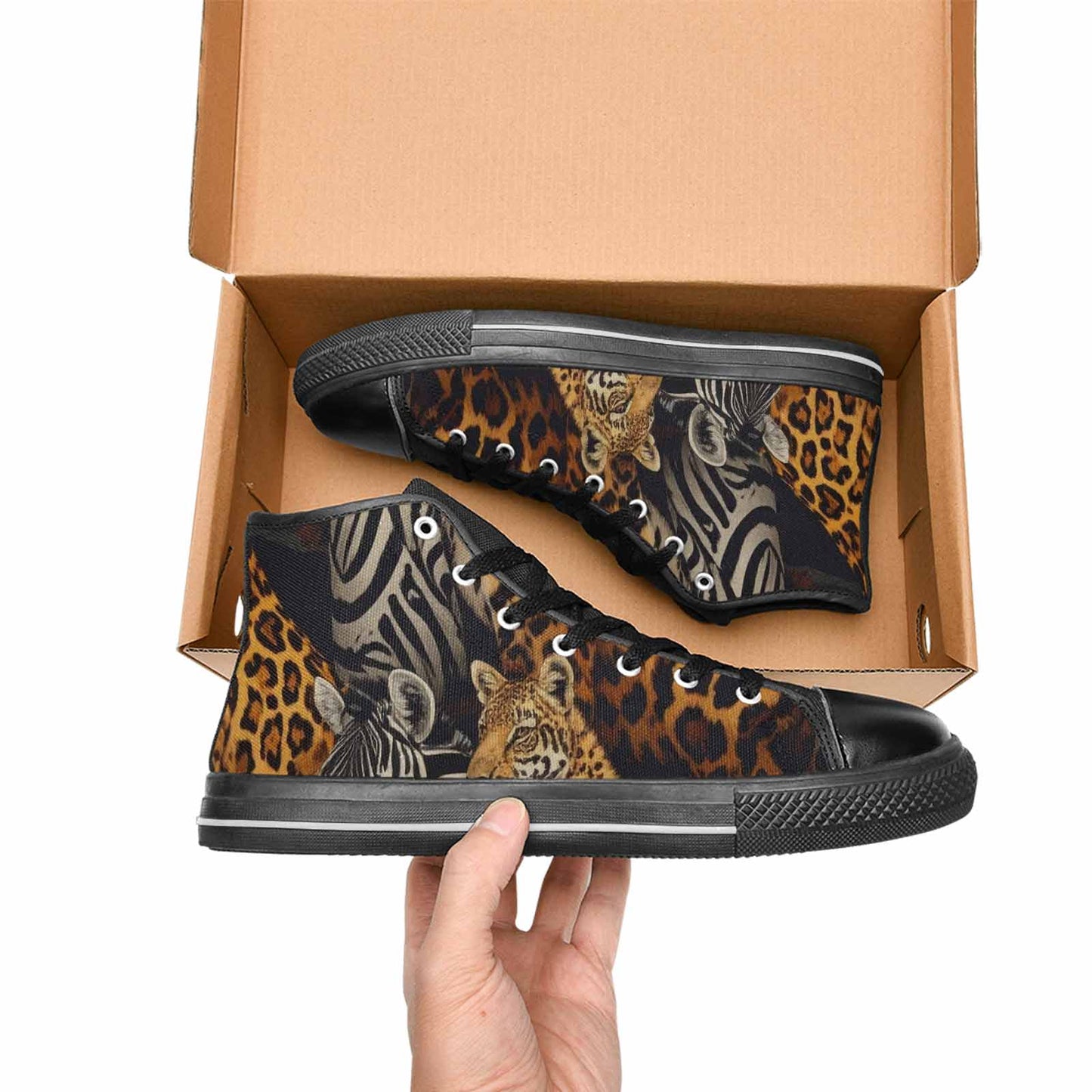 WOMEN'S Animal Print High Top Canvas Dark Academia Sneakers