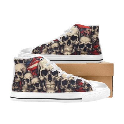 WOMEN'S Patriotic Skull Flag High Top Canvas Cottagecore Shoes