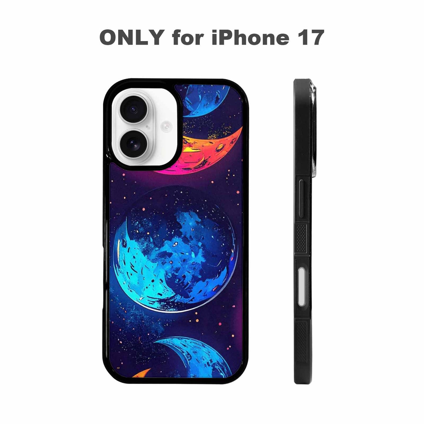 iPhone 17 Case — Neon Winter Moon Cartoon Cute, Custom Printed Phone Case