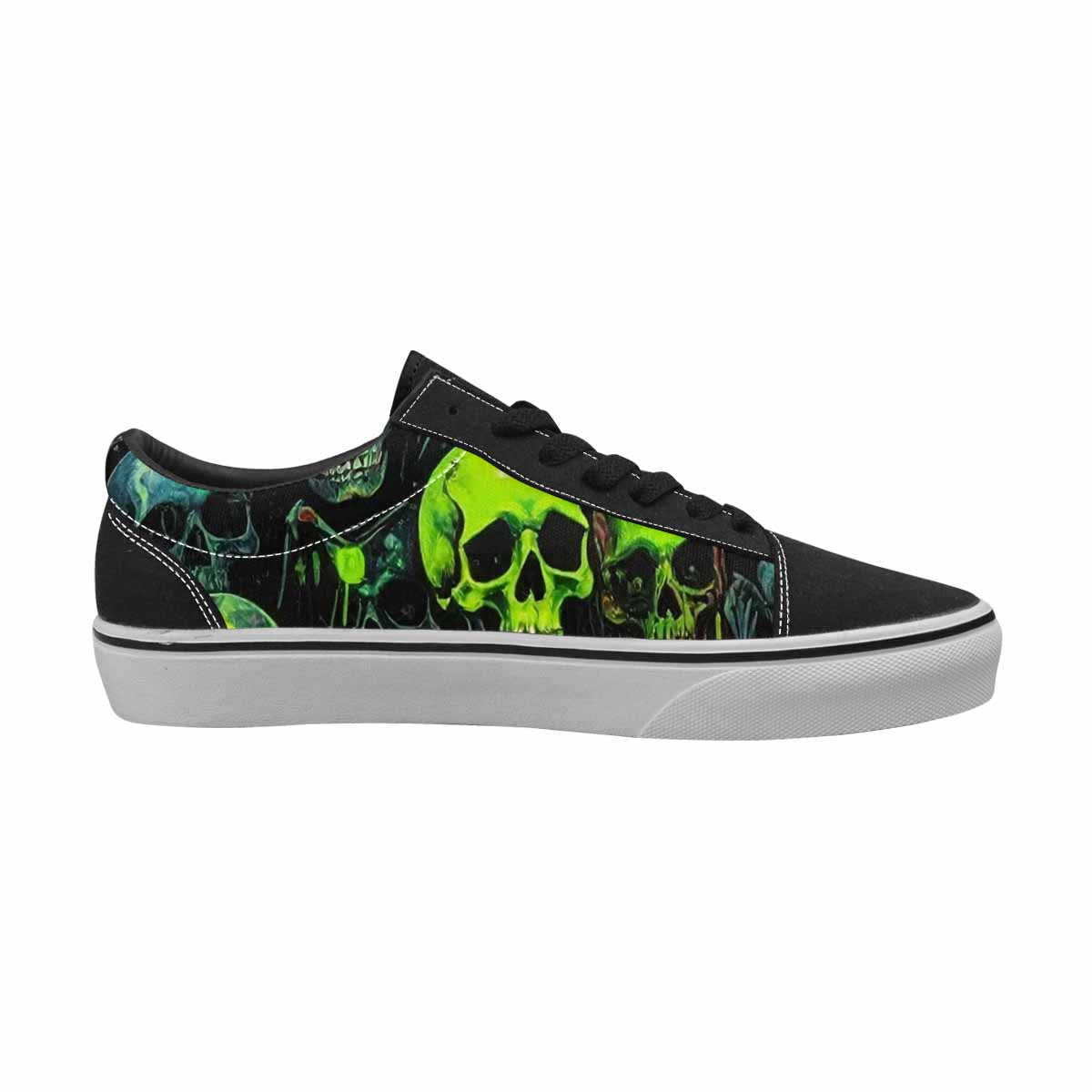 WOMEN'S Skeletons × Neon Green Lace-Up Canvas Grunge Shoes