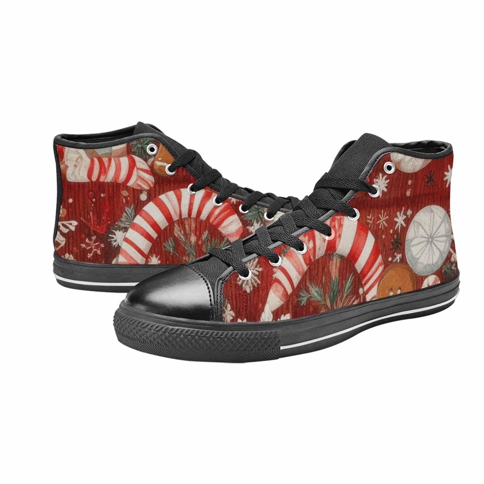 MEN'S Christmas Holly Snowflake High Top Canvas Neon Fantasy Custom Sneakers