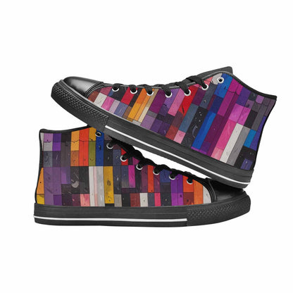 MEN'S Asexual Flag Color High Top Canvas Grunge Custom Shoes