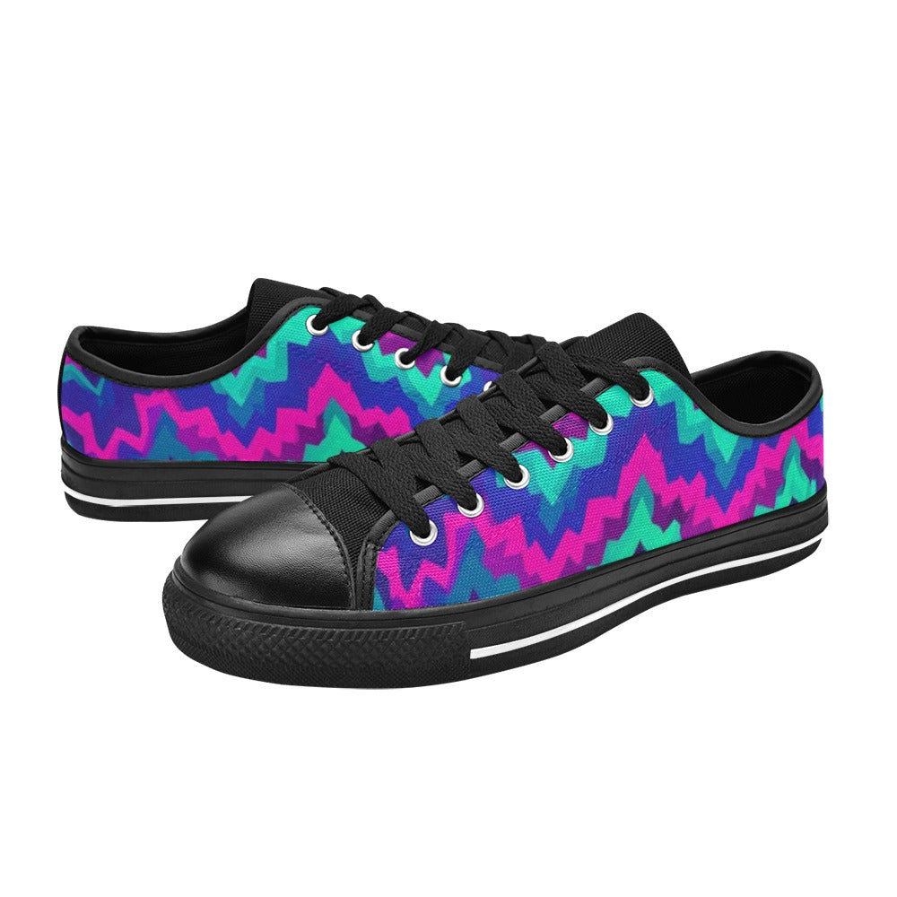 KIDS' Psychedelic Chevron Vortex Low Top Canvas Grunge Sneakers