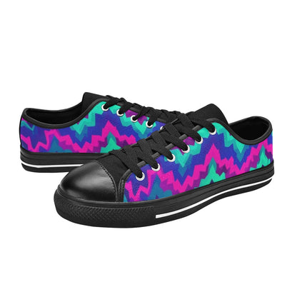 KIDS' Psychedelic Chevron Vortex Low Top Canvas Grunge Sneakers