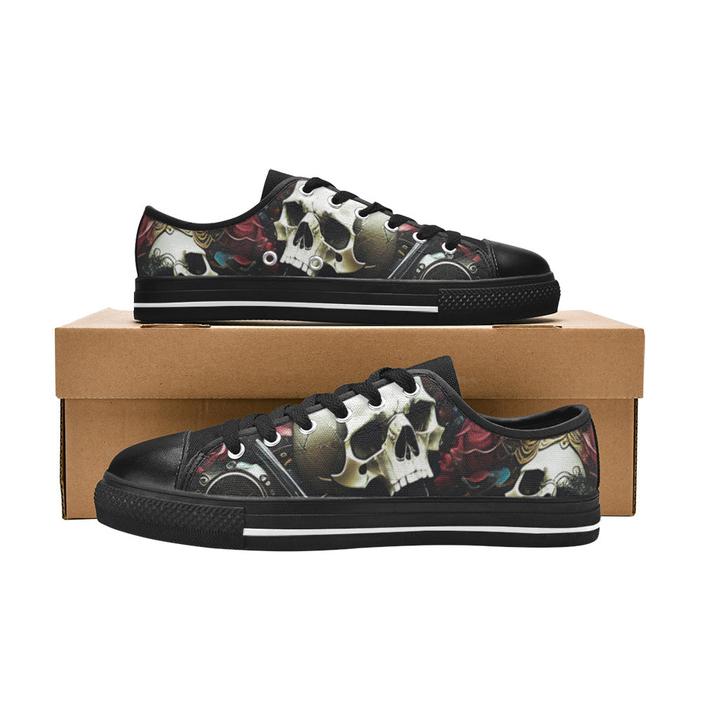 WOMEN'S Rose Skulls Dark 4 Canvas Wallpaper Art Custom Shoes