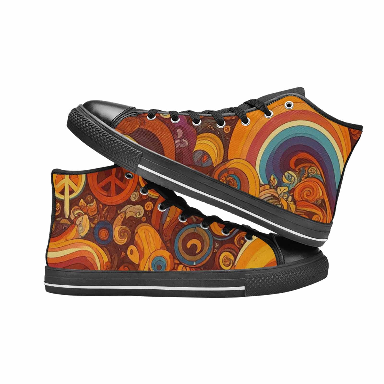 WOMEN'S Groovy 70S Peace High Top Canvas Vivid Custom Shoes