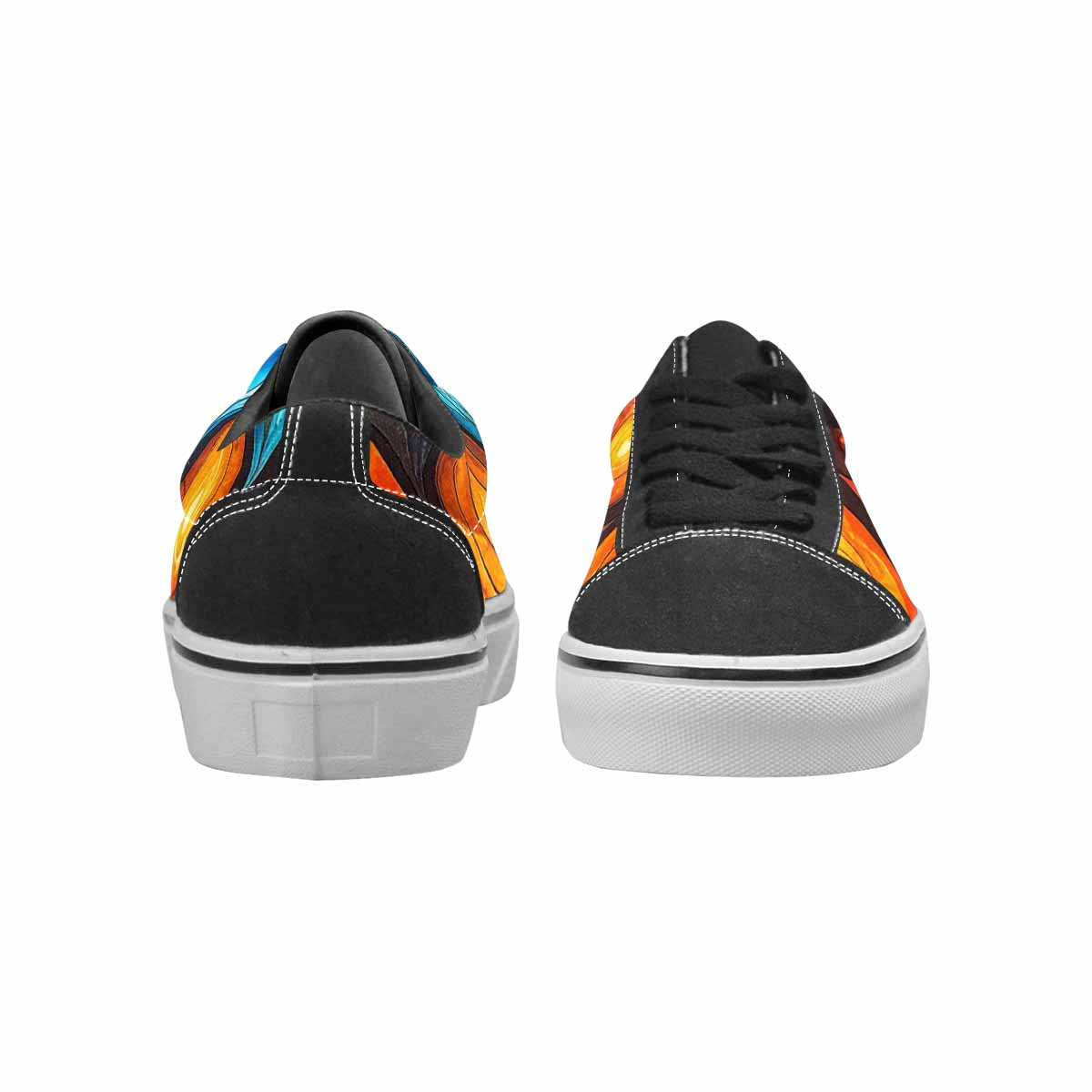 MEN'S Fire Flame Canvas Lace-Up Dark Academia Custom Sneakers