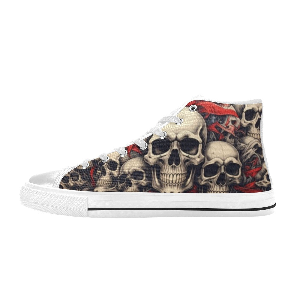 WOMEN'S Patriotic Skull Flag High Top Canvas Cottagecore Shoes