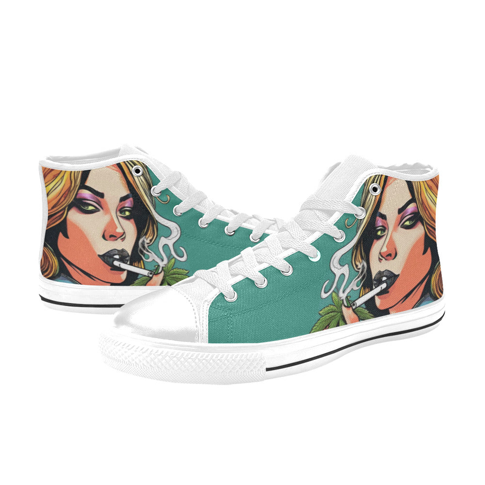 WOMEN'S Comic Book Art Woman High Top Canvas Cottagecore Shoes
