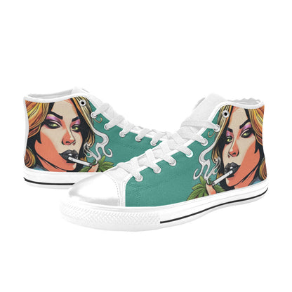 WOMEN'S Comic Book Art Woman High Top Canvas Cottagecore Shoes