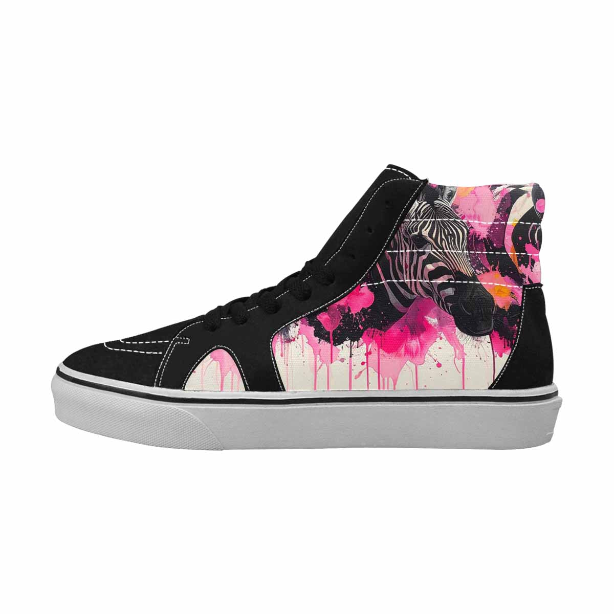 MEN'S Zebra Stripe Burst High Top Canvas Vivid Custom Sneakers