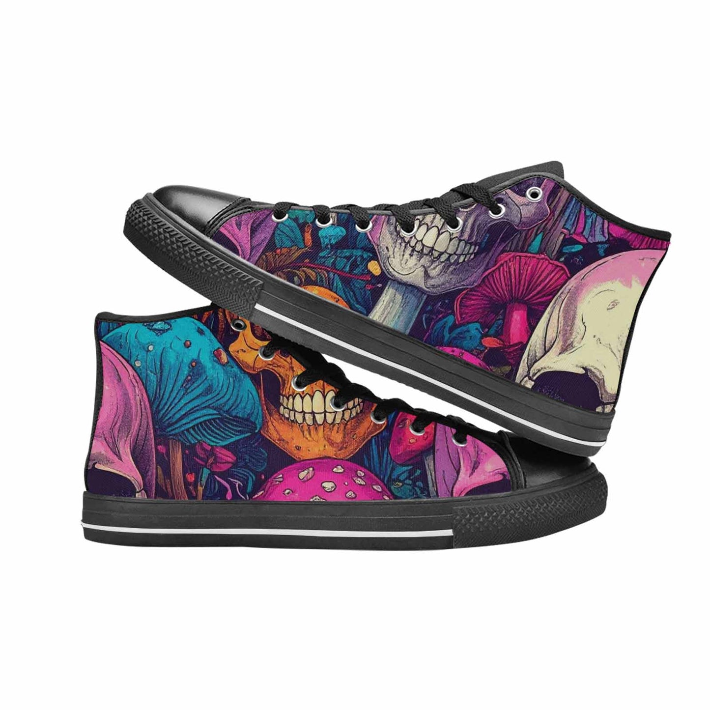 MEN'S Mushroom Skull High Top Canvas Cottagecore Custom Sneakers