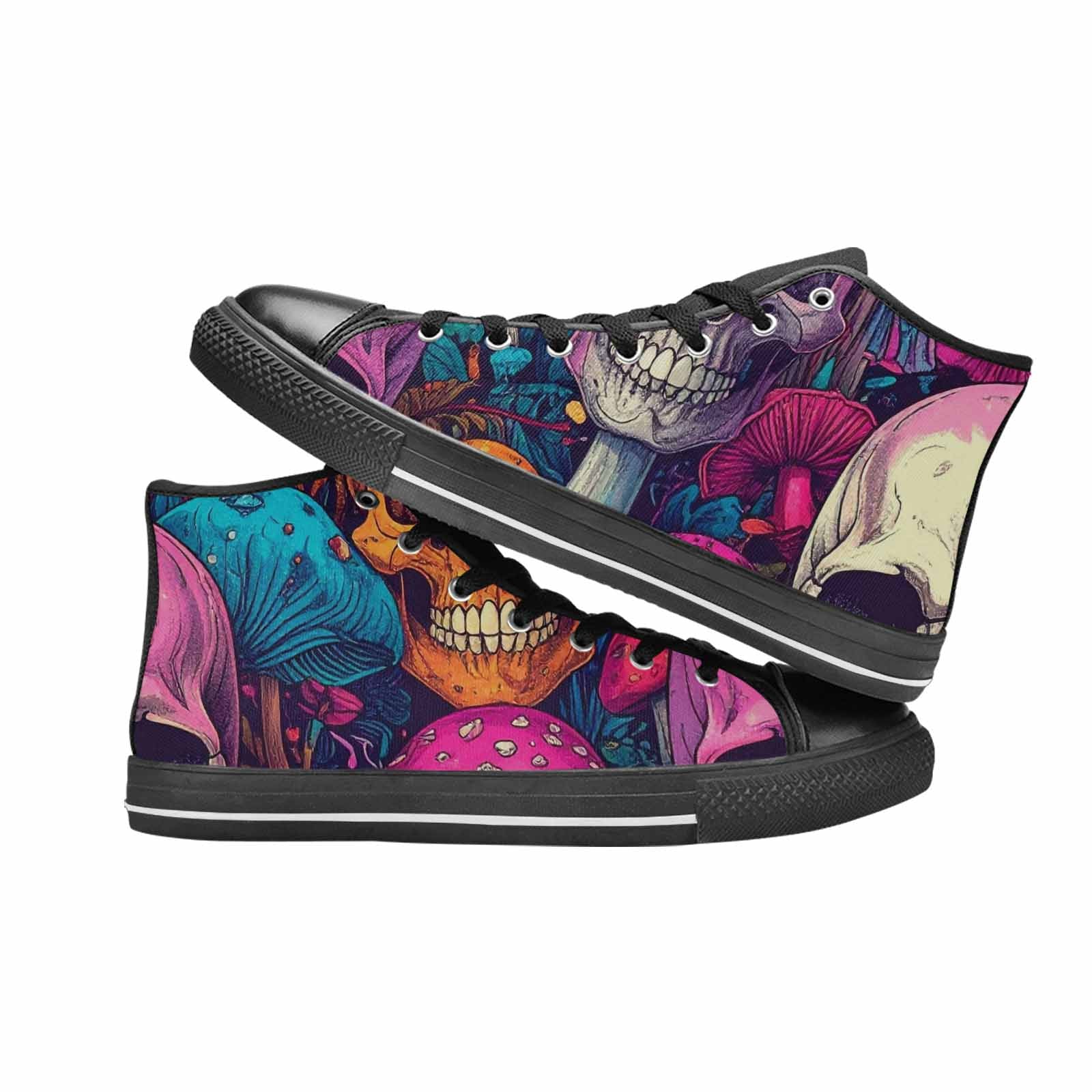 MEN'S Mushroom Skull High Top Canvas Cottagecore Custom Sneakers