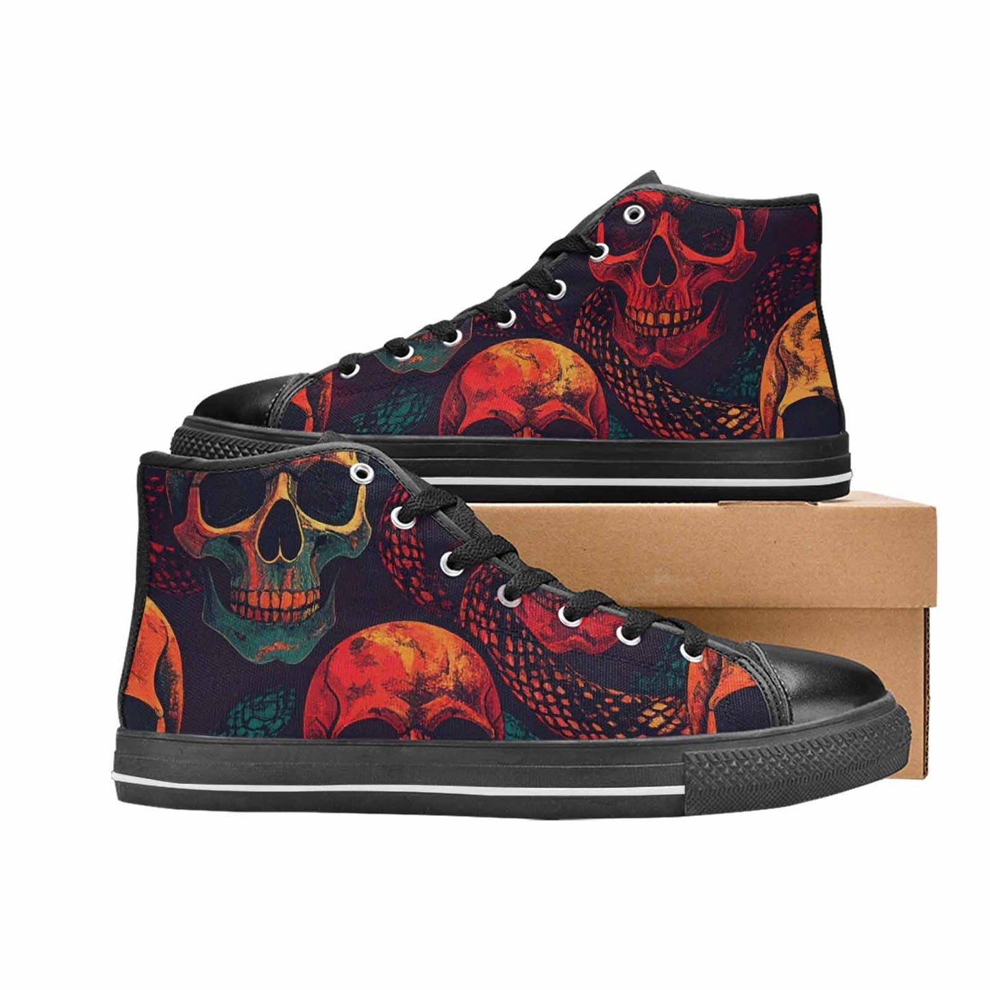MEN'S Snake Skulls Print High Top Canvas Grunge Shoes