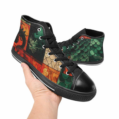 WOMEN'S Dragon Scale Fantasy High Top Canvas Cottagecore Custom Sneakers