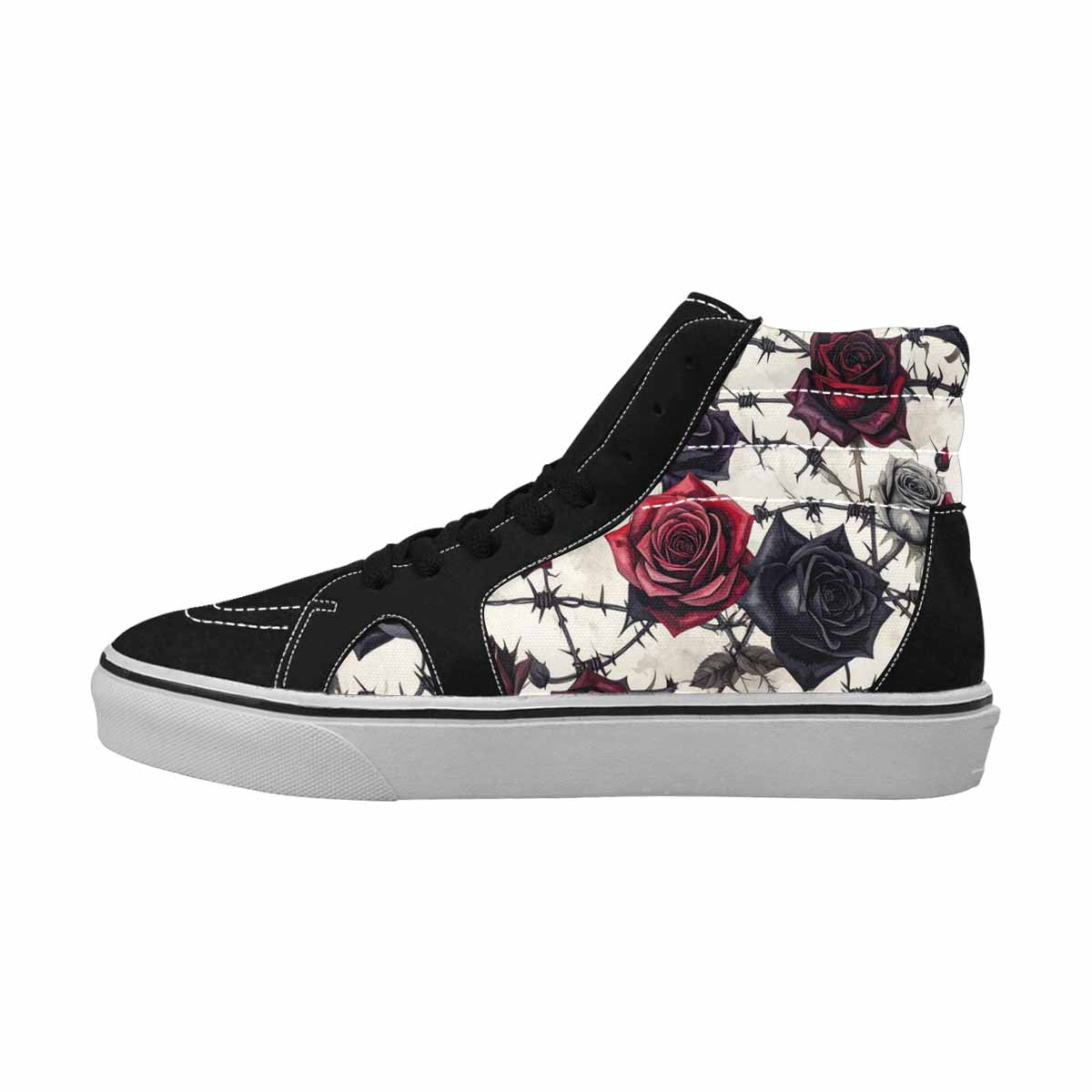 MEN'S Black Gothic Rose High Top Canvas Surreal Sneakers