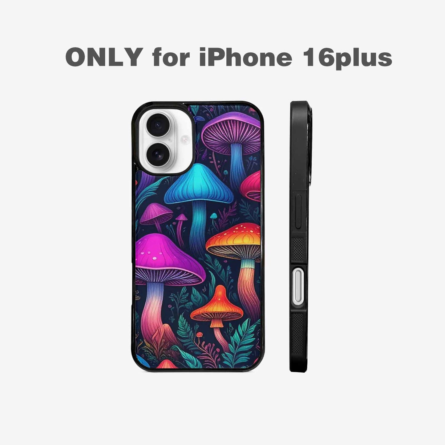 iPhone 16 Plus Case — Mushroom Psychedelic Art Seamless Pattern Vibrant, Unique Phone Case Design