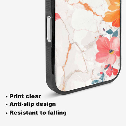 iPhone 16 Case — Marble Floral, Unique Phone Case Design