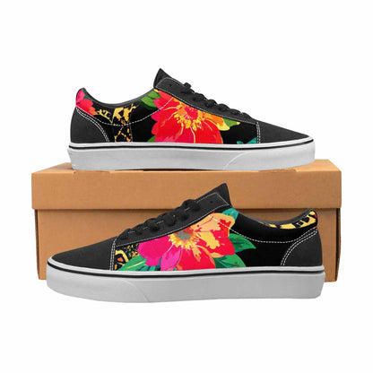 MEN'S Floral Snake Print Canvas Lace-Up Surreal Custom Shoes