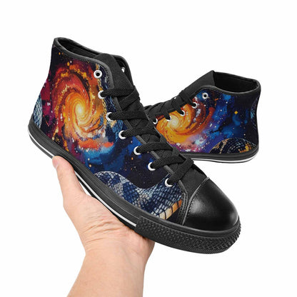 WOMEN'S Galaxy Snake Print High Top Canvas Dreamcore Custom Sneakers