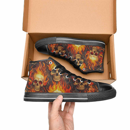 MEN'S Skulls - Flaming High Top Canvas Vibrant Chaos Custom Shoes