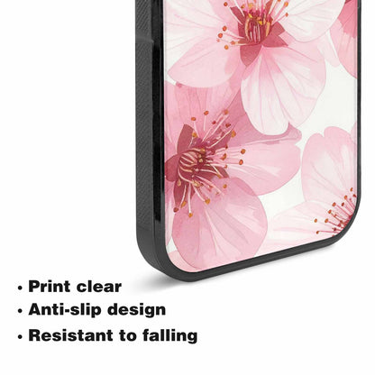 iPhone 15 Plus Case — Japanese Cherry Blossom Pattern Sakura Flowers, Custom Printed Phone Case