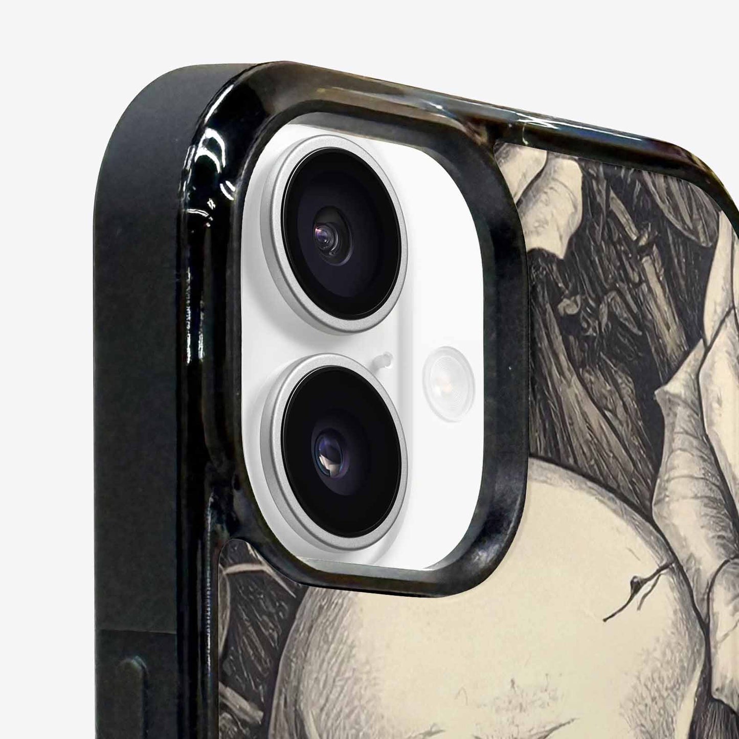 iPhone 16 Plus Case — 20 Skulls Overlapping Seamless Tileable Pattern, Custom Printed Phone Case