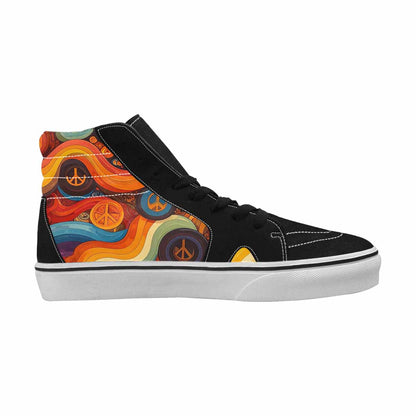 MEN'S Groovy 70S Peace High Top Canvas Grunge Custom Shoes