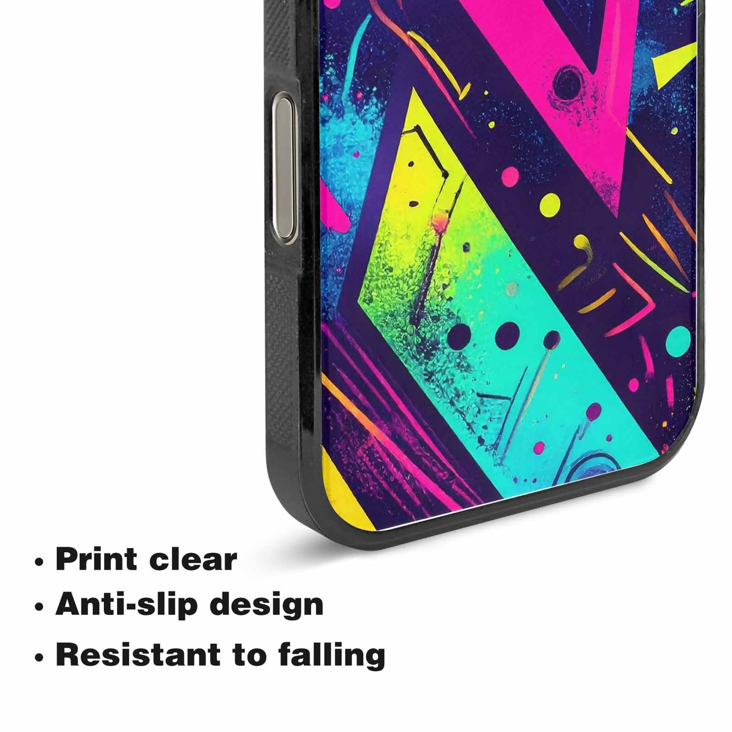iPhone 15 Pro Max Case — Memphis Squiggles Triangles Dots, Custom Print Case Cover