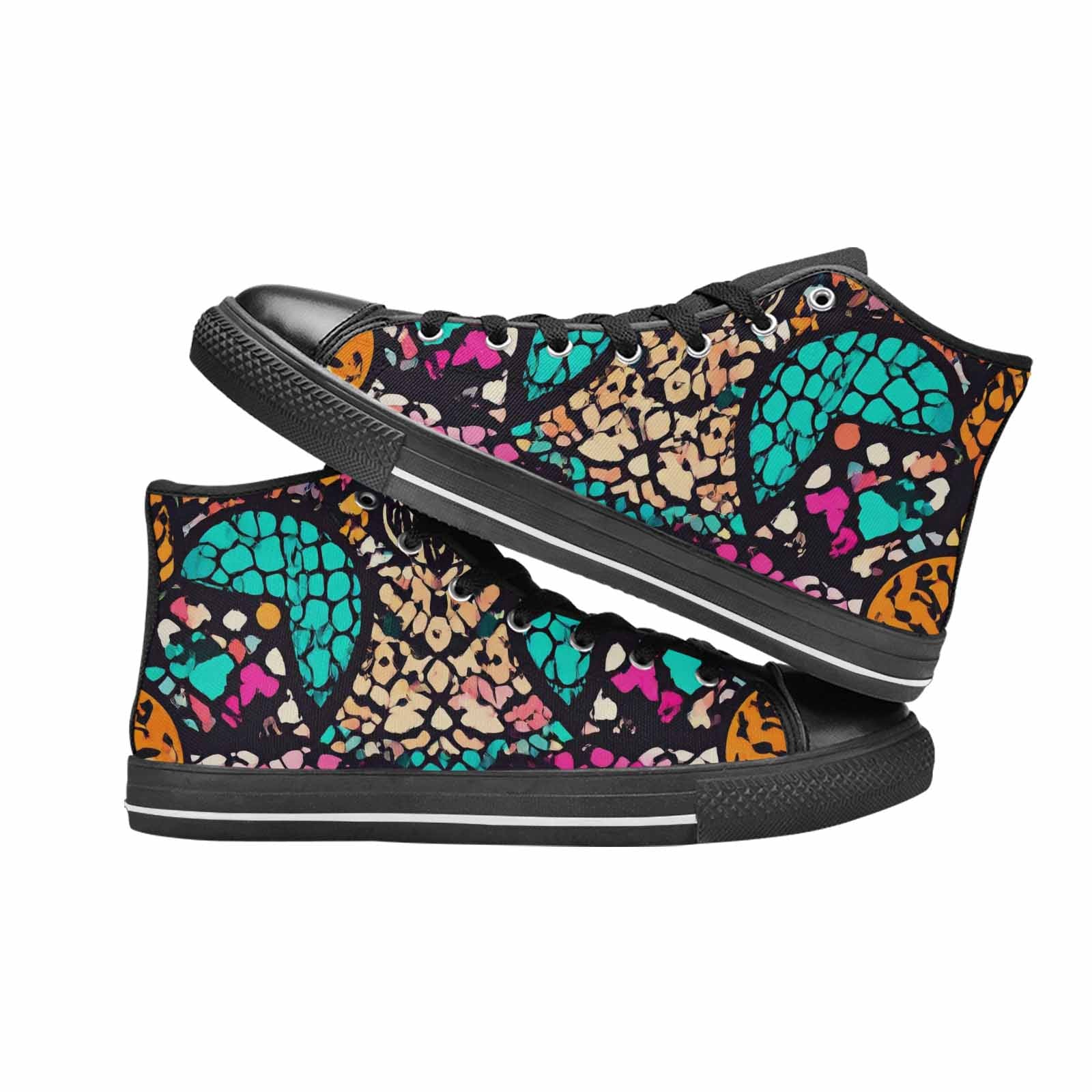MEN'S Snake Print Skull High Top Canvas Vivid Sneakers