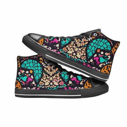 MEN'S Snake Print Skull High Top Canvas Vivid Sneakers